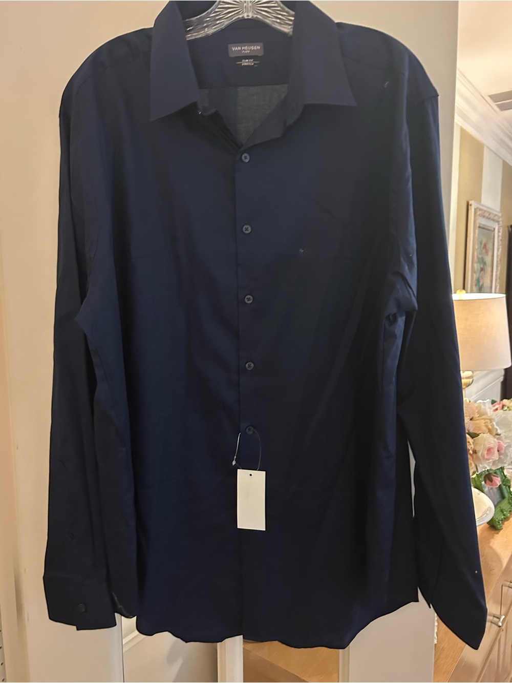 Van Heusen Men's Dark Navy Button-Up Dress Shirt